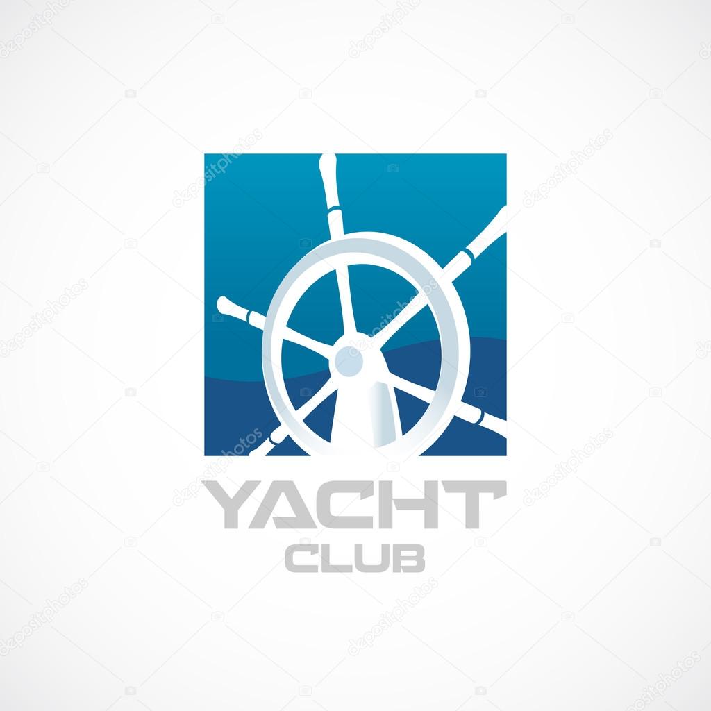 Yacht club logo template. Helm sign.