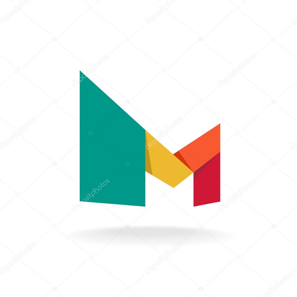 Letter M logo template. Origami colorful style.