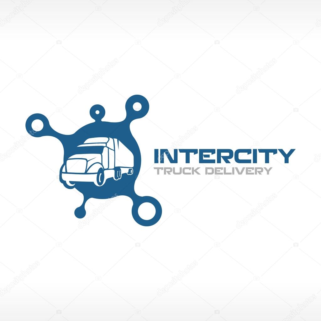 Delivery truck service logo template. Intercity transport company