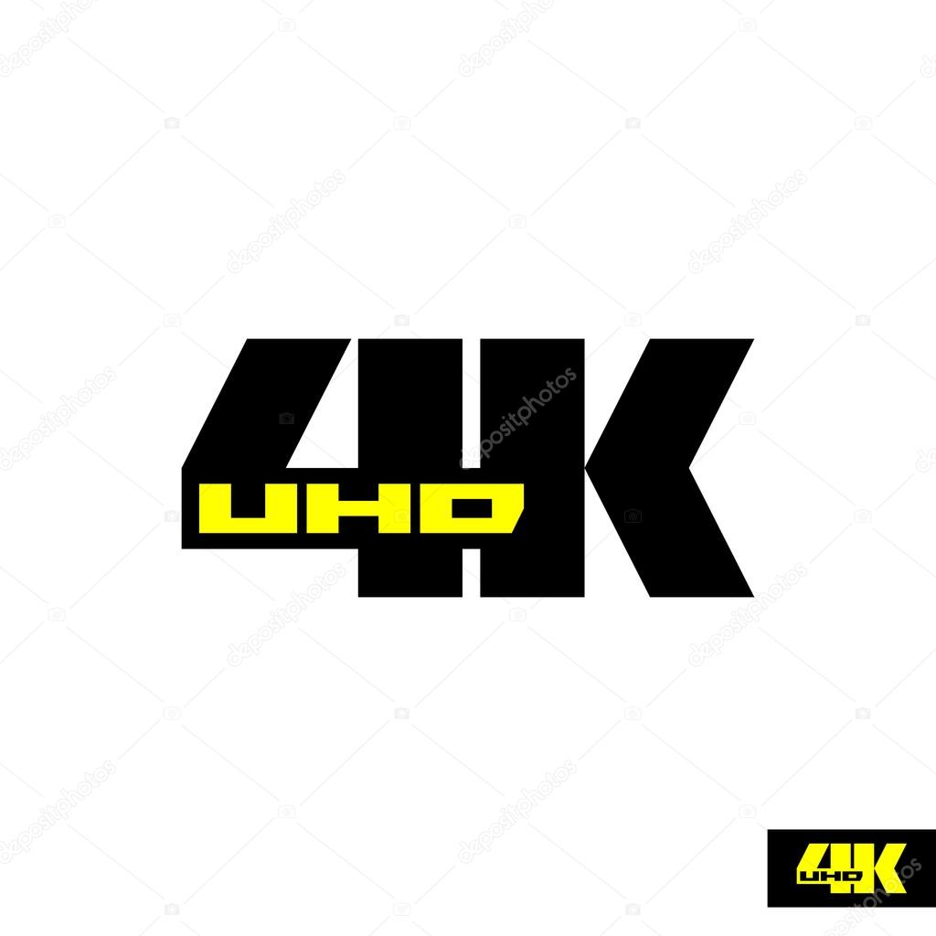 4k sign label. TV emblem.