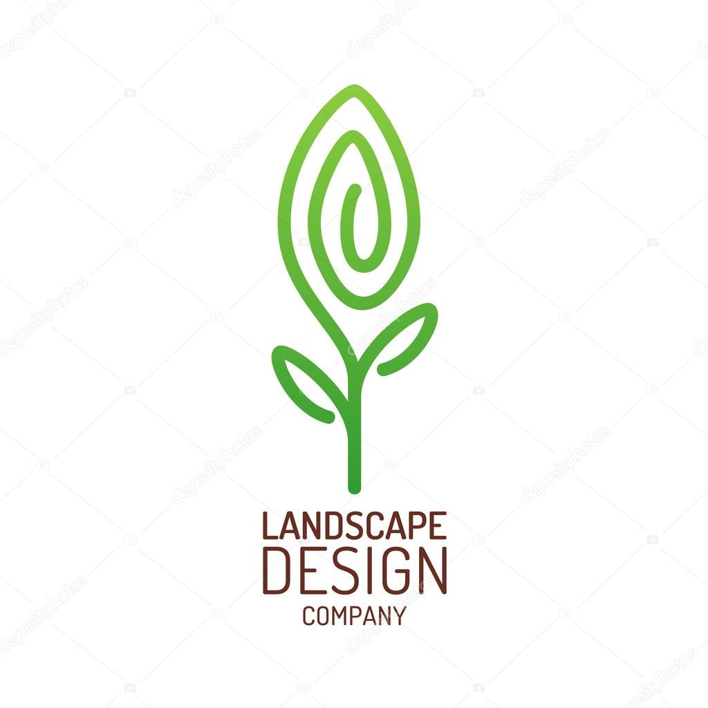 Landscape design logo template. Tree with leaves sign.