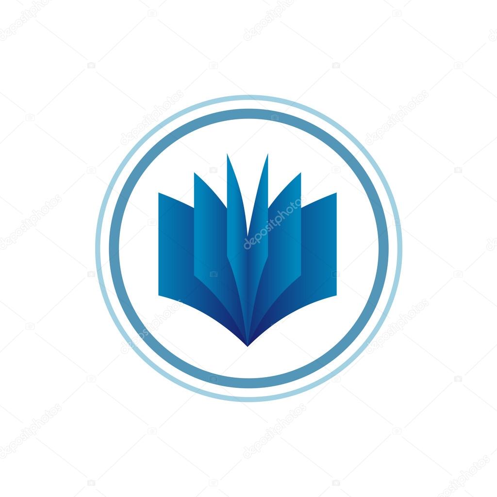 Book logo template. Blue gradient style.