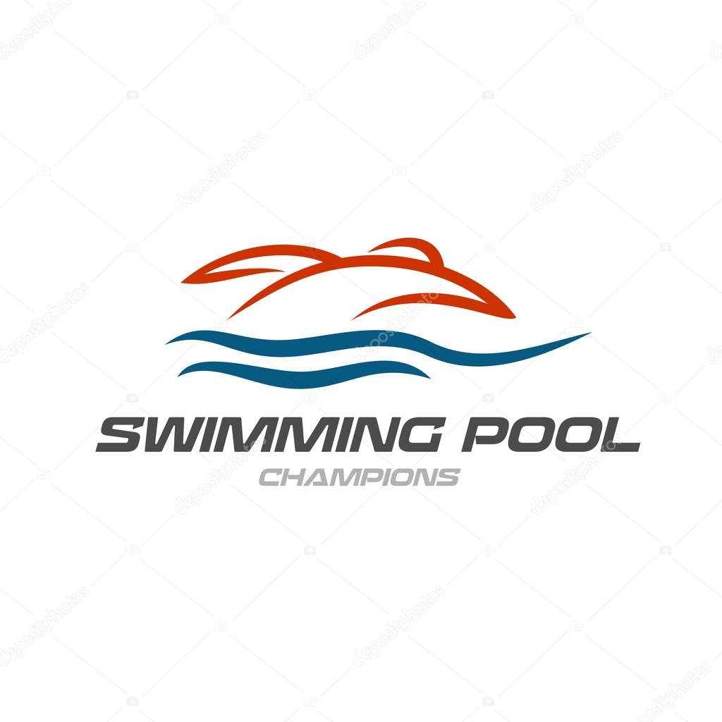 Swimming pool logo template