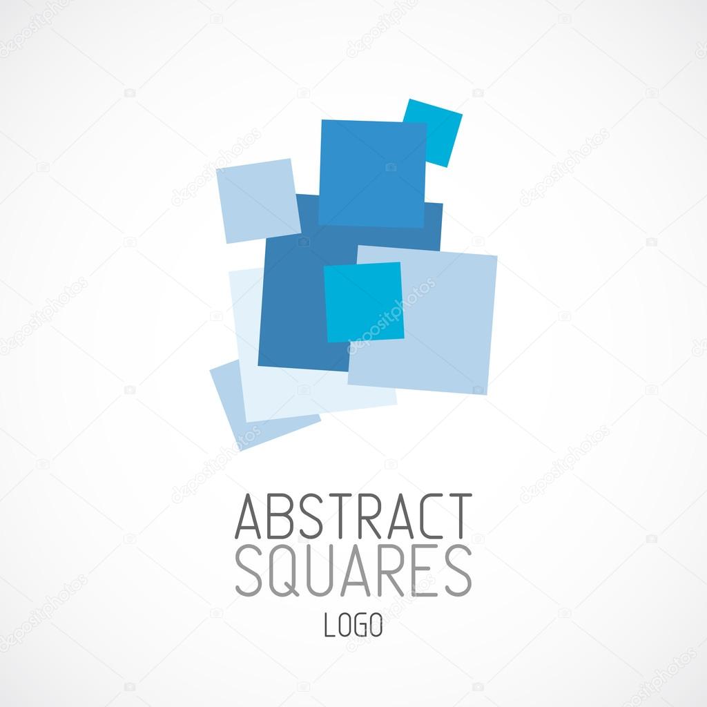 Abstract squares logo template. Construction or digital technical sign.