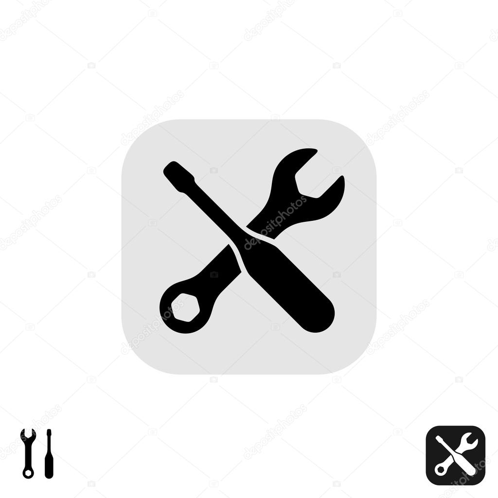 Screwdriver and wrench tools vector icon. Service or options sig