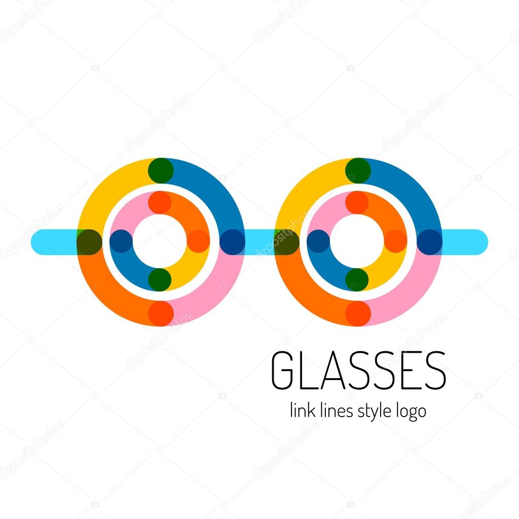 Glasses logo template. Round and straight transparent lines style
