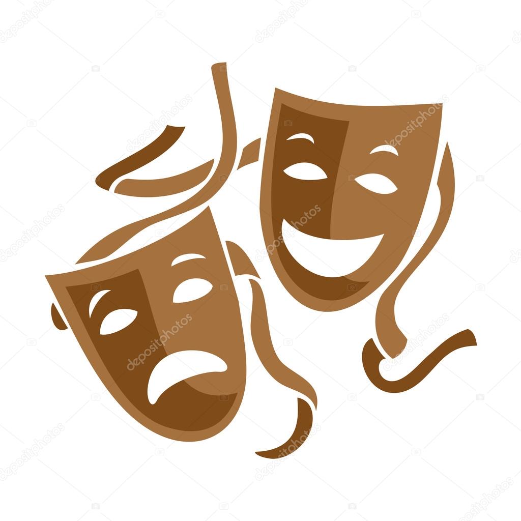 Comedy and tragedy theater masks illustration.