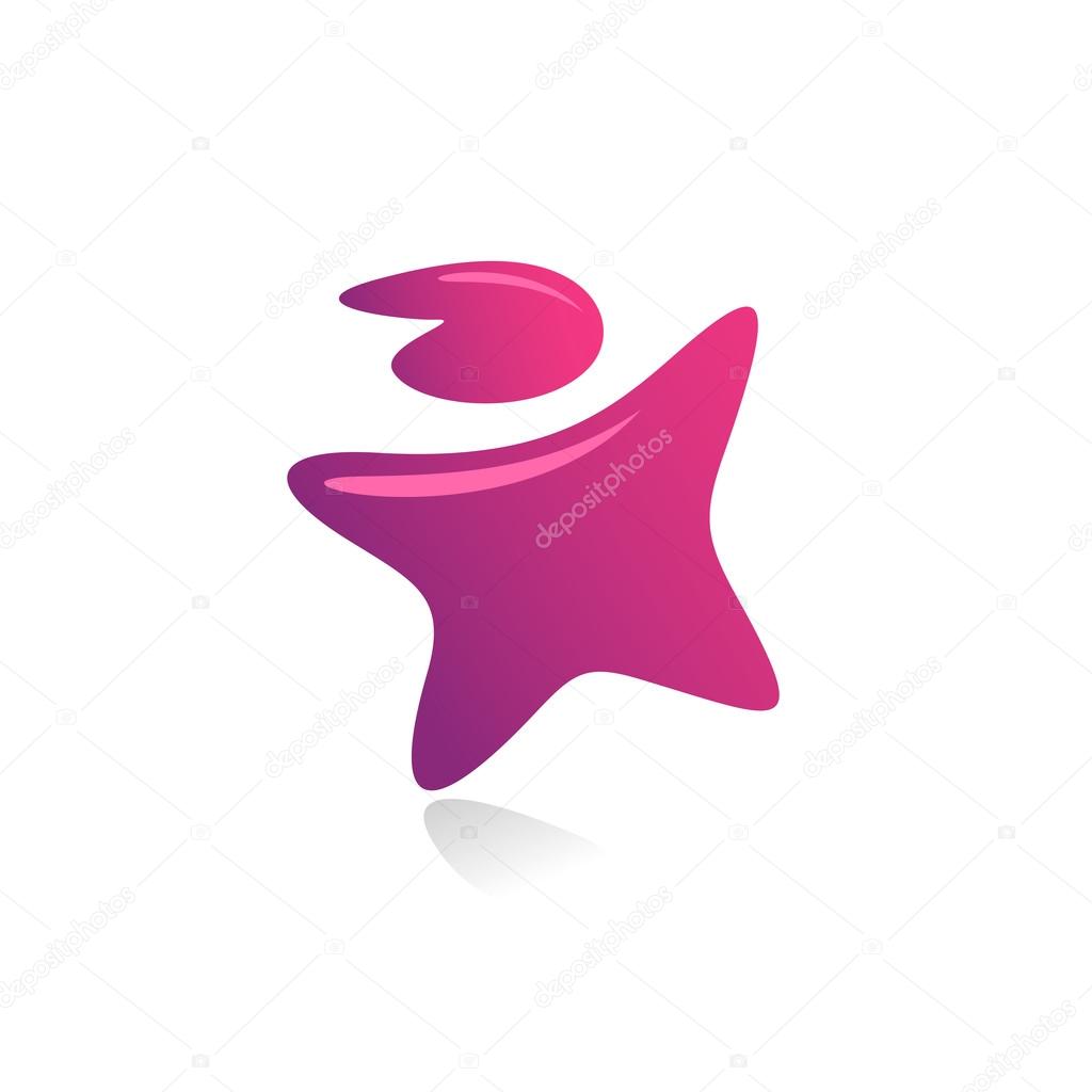 Star shaped man reaching up logo template.