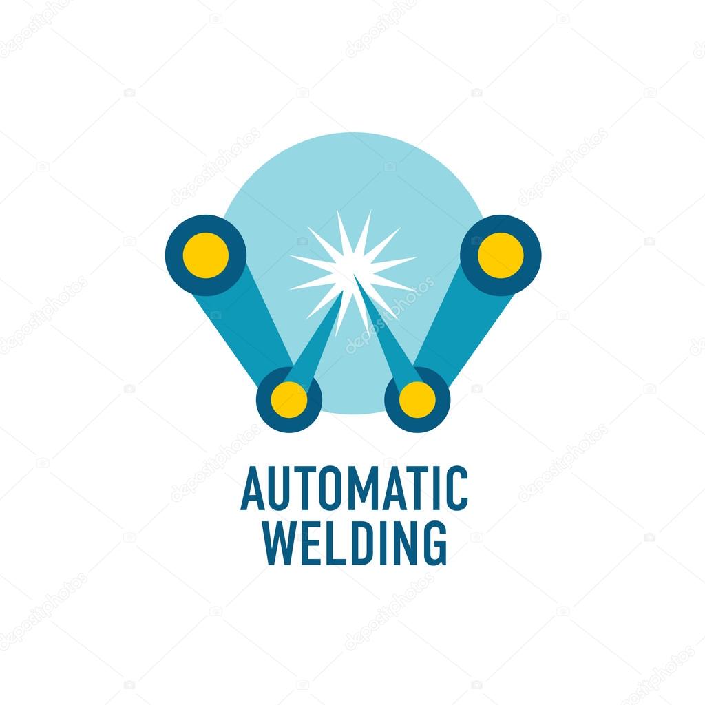 Automatic welding logo template. Letter W.