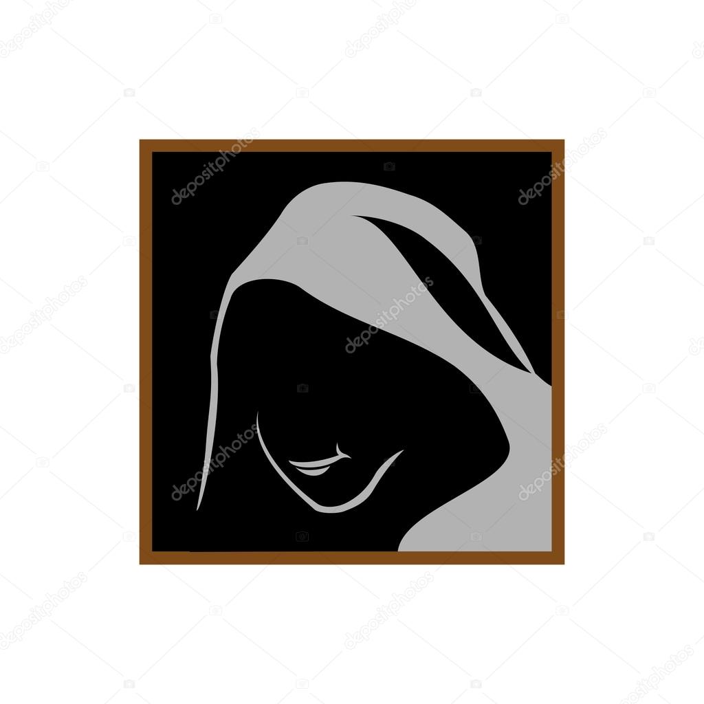 Anonymous logo template. Monk shadowed face under the hood.