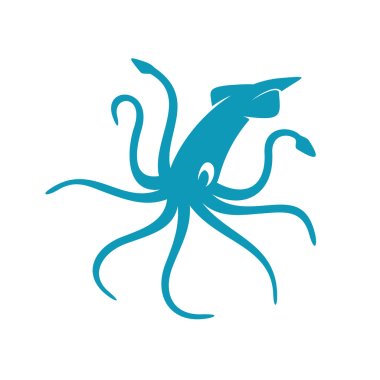 Blue Squid silhouette clipart