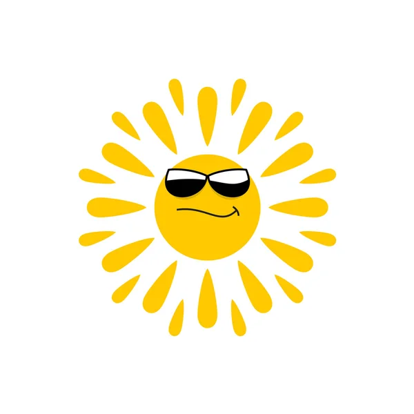Sonne-Logo mit schwarzer Brille — Stockvektor