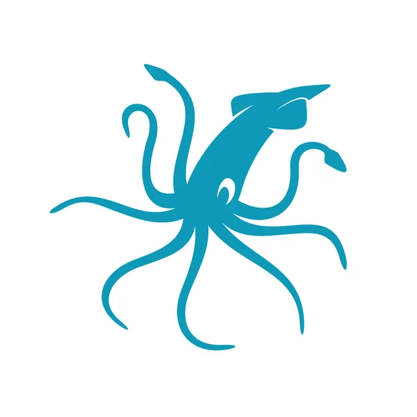 Blauwe Squid silhouet — Stockvector