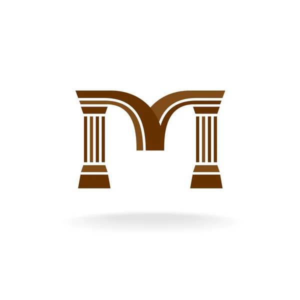 Letra M logo con columnas — Vector de stock