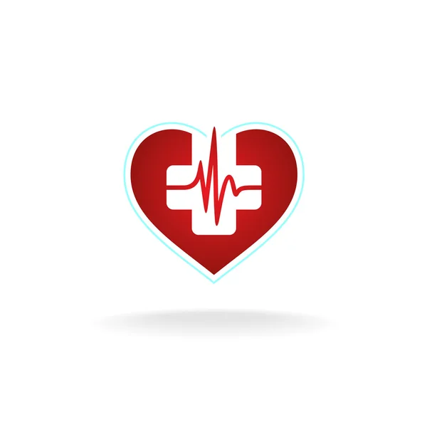 Herzlogo mit medizinischem Kreuz — Stockvektor