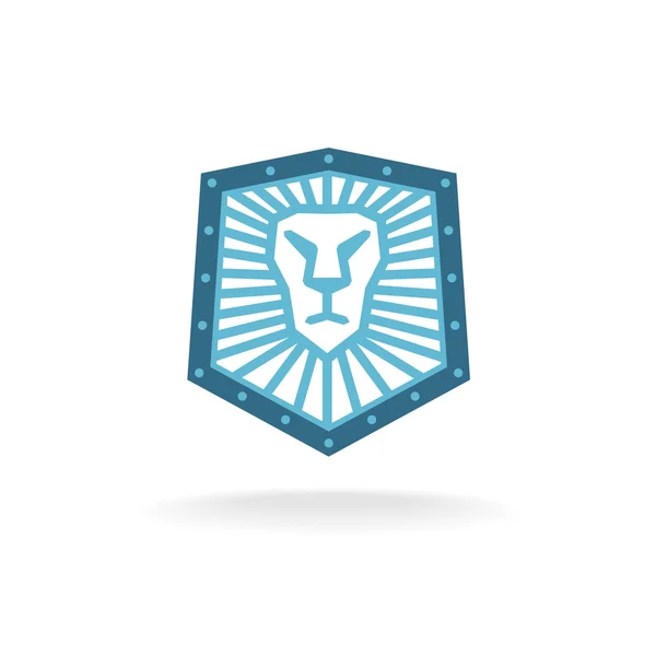 Lion hoofd schild logo — Stockvector