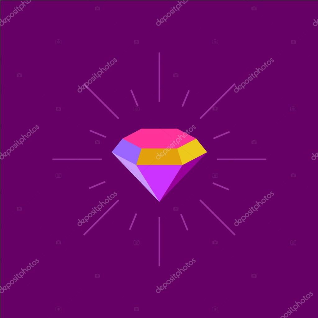 Colorful diamond logo template. Rays burst around.