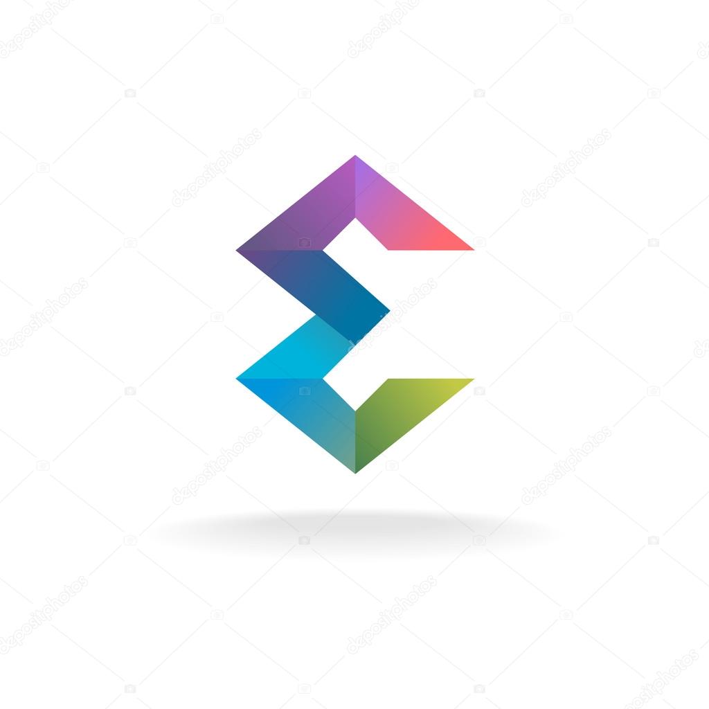 Letter E geometric colorful ribbons style logo