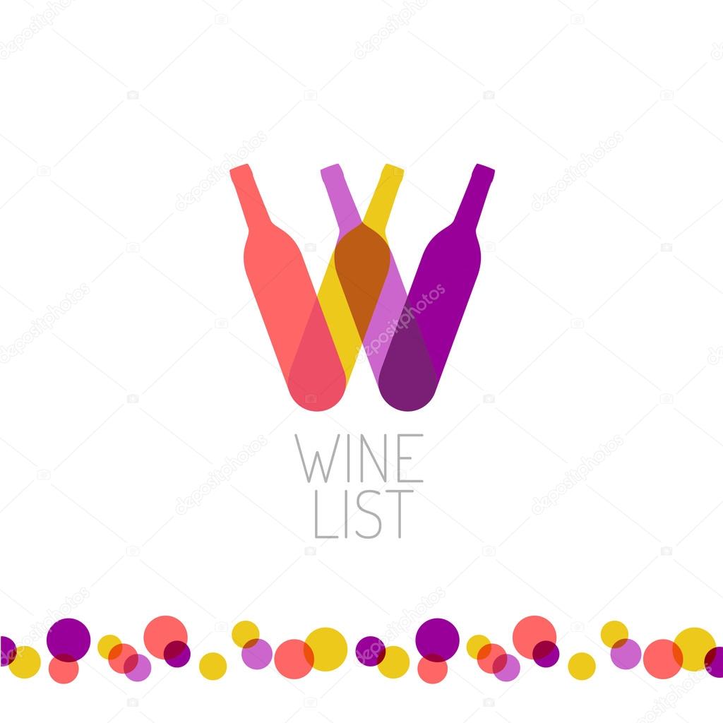 Wine list restaurant menu title transparent style logo. Letter W