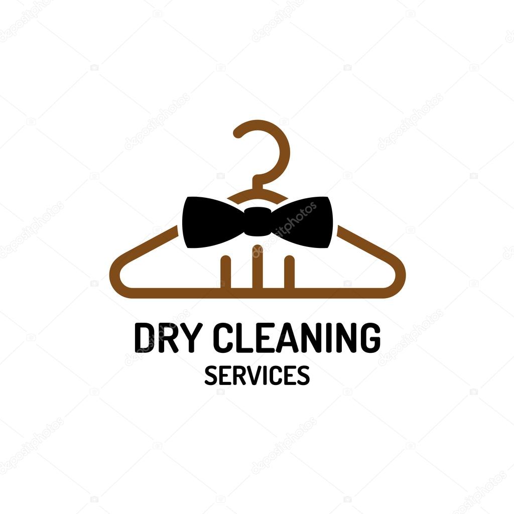 Dry cleaning service logo template. Hanger with bow tie concept.