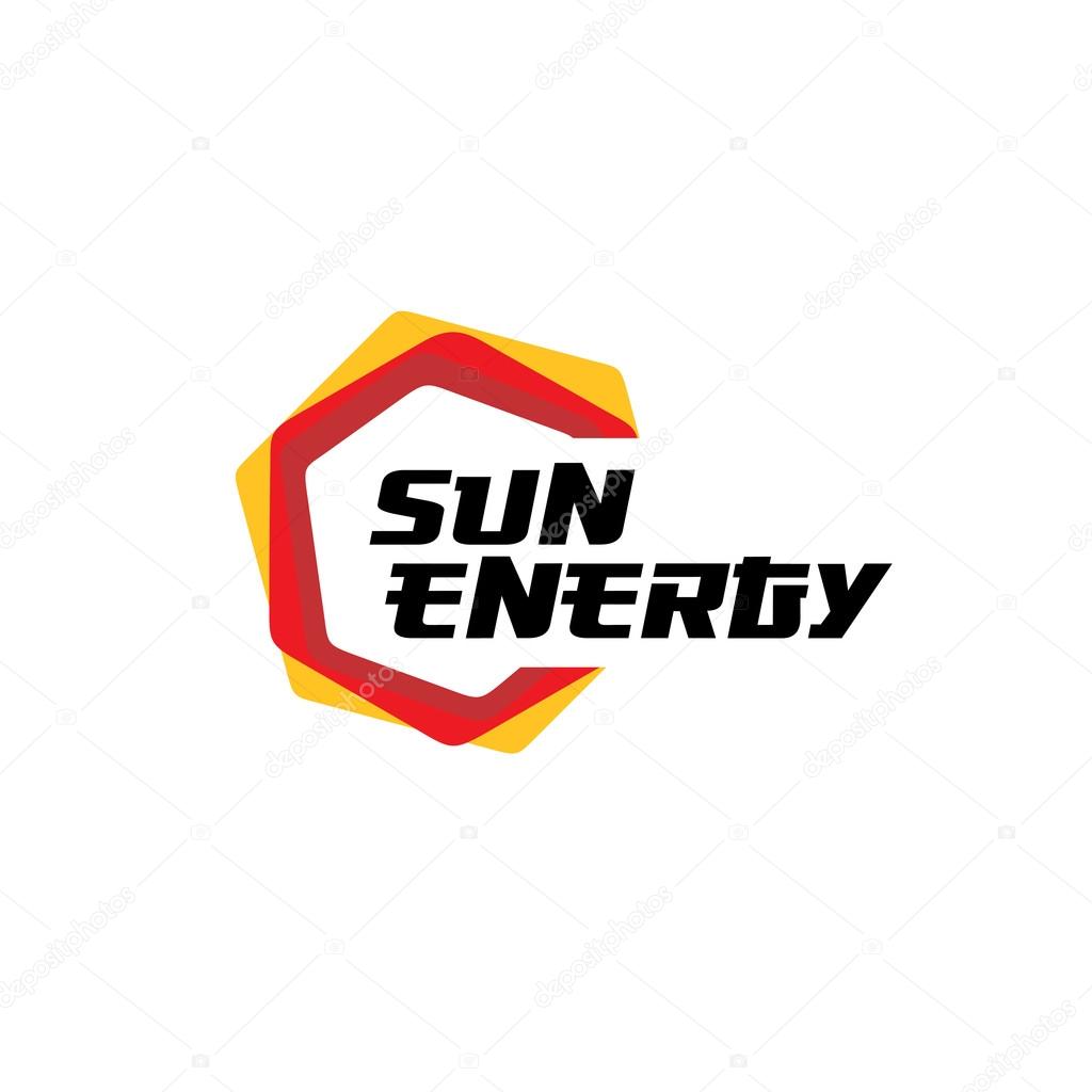 Energy of the sun logo template. Hexagonal colorful sign.