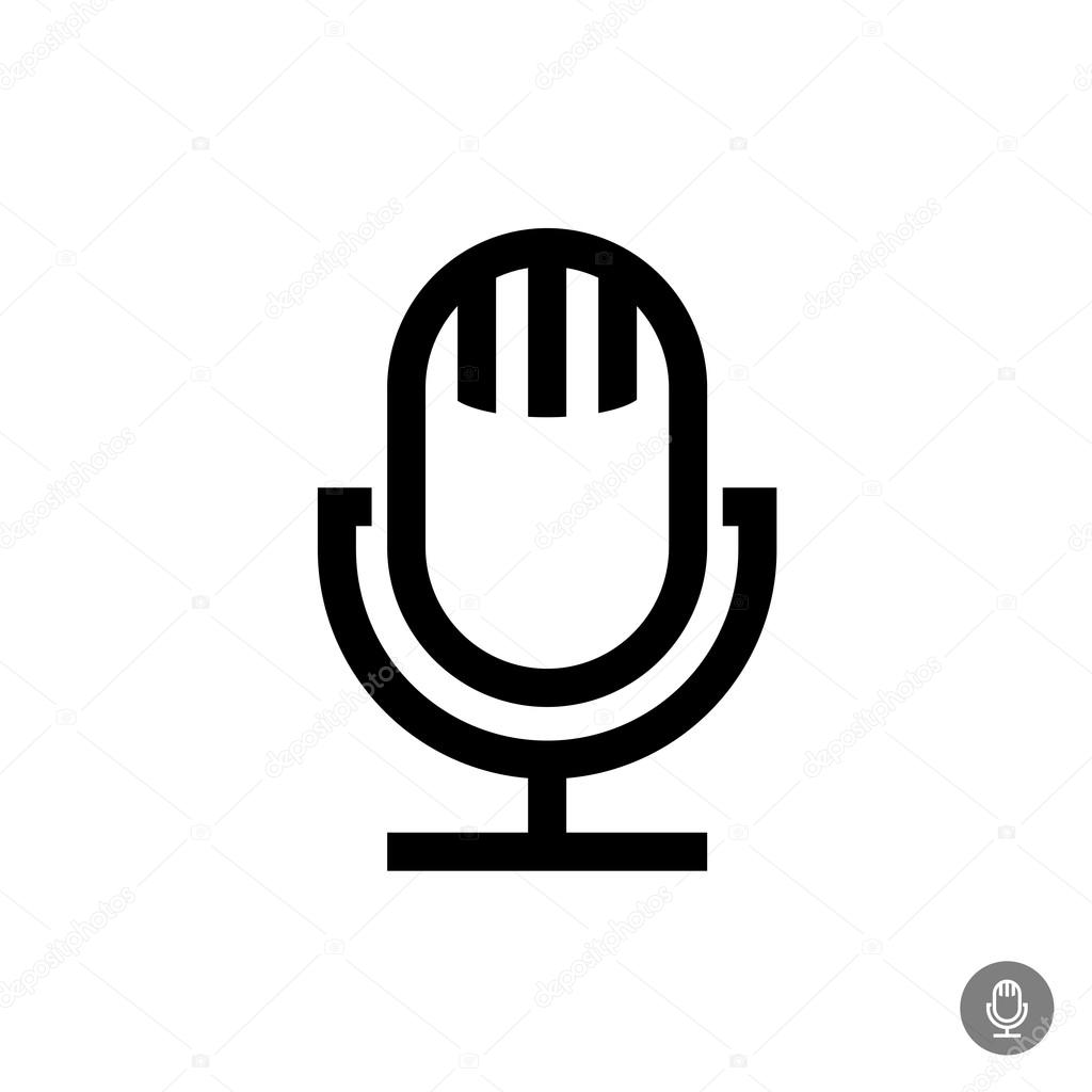 Microphone vector icon. Isolated on a white background. Retro style