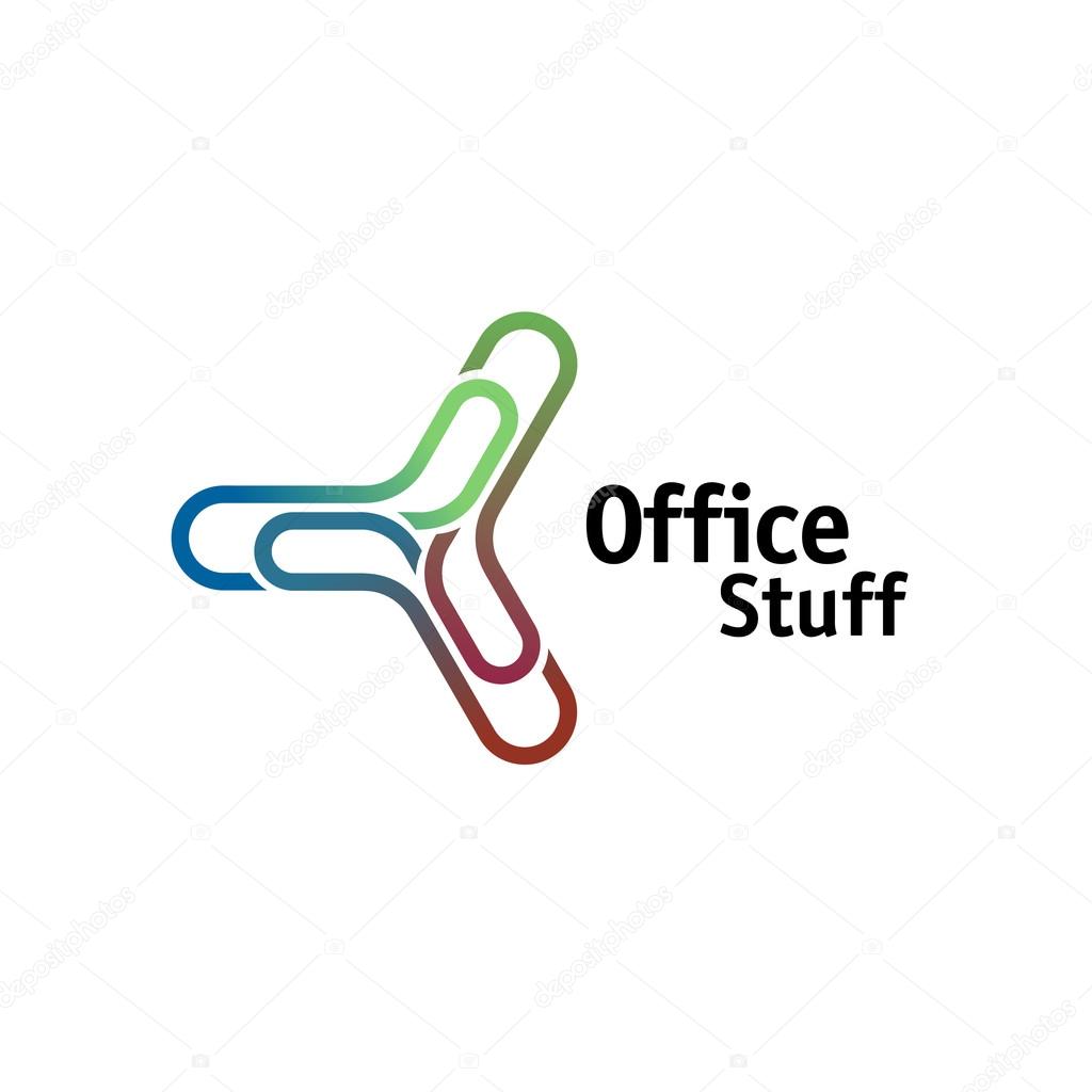 Office chancellery logo sign. Figure of three mixed clips.