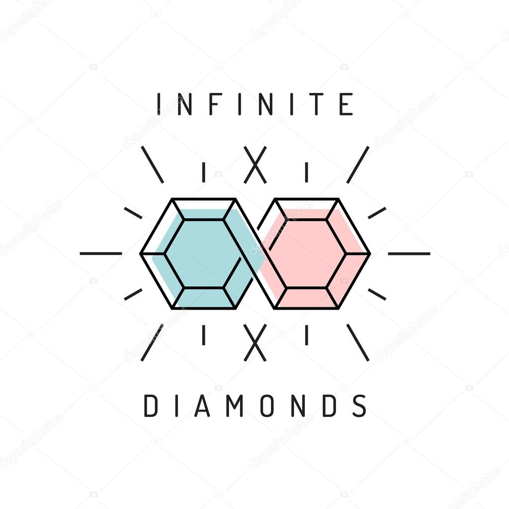 Infinity diamonds sign. Hipster style trendy mono line symbol.