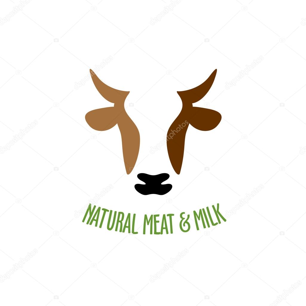 Cow head silhouette vector logo icon