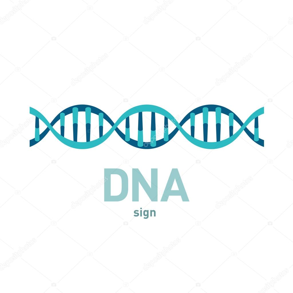 DNA spiral vector sign on white backgroun