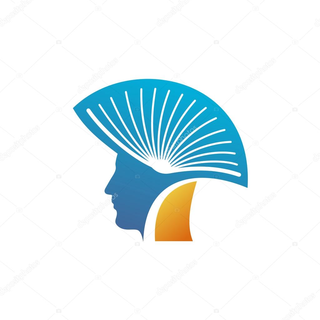 Head of the man with open book as a mohawk logo template