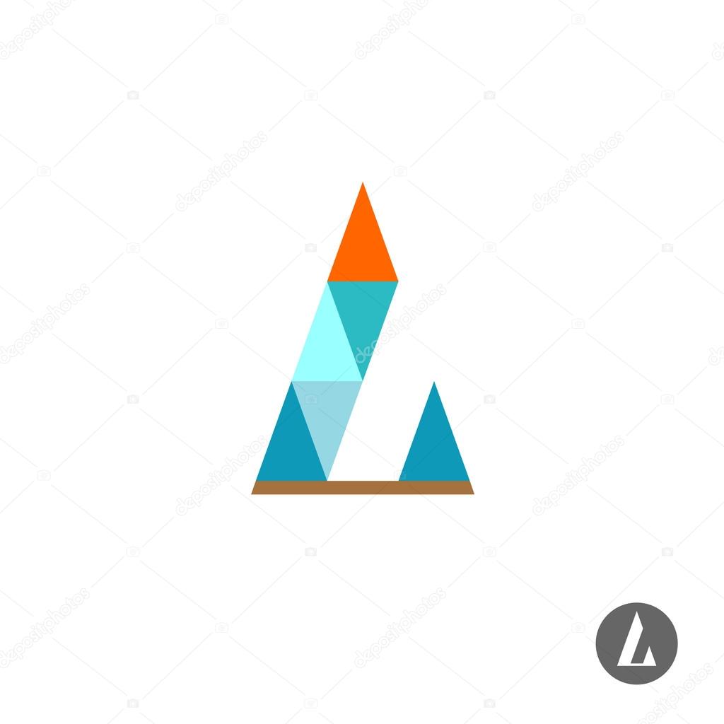 Letter L logo template. Triangles style.