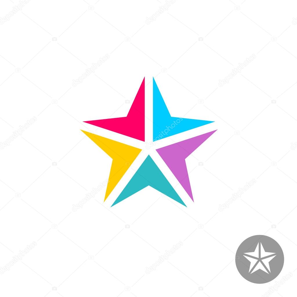 Colorful triangle geometric elements star logo template. Arrows to center point.