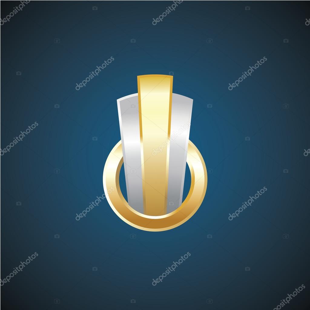 Real estate golden and silver logo template. Construction sign.