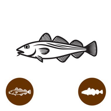 Codfish one color silhouette clipart