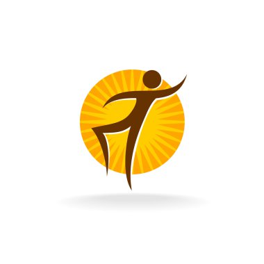 Tan figürü ile güneş logo arkasında