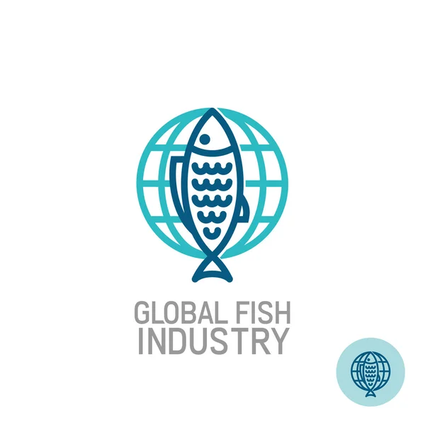 Fish with globe logo — Stock Vector