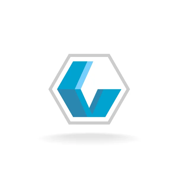 Carta L logotipo azul plana industrial — Vetor de Stock