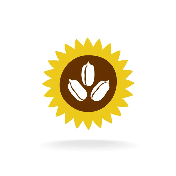 Slunečnice logo se semeny — Stockový vektor