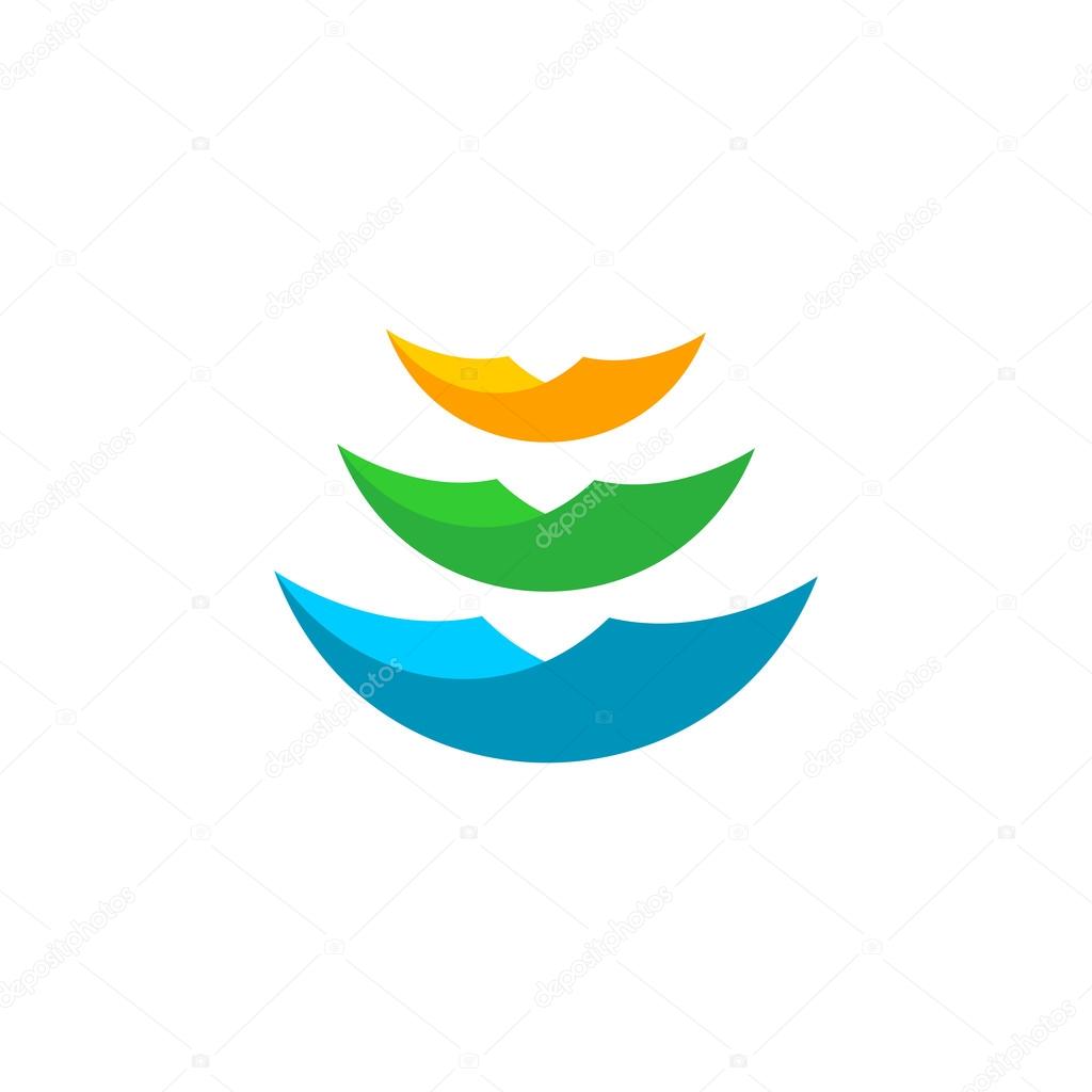Three color paper sheets media logo template