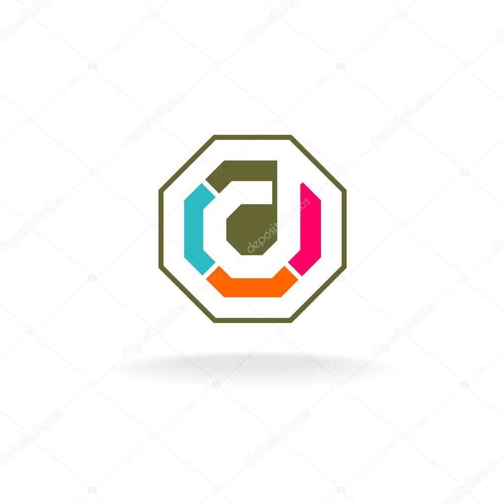 Letter D color technical construction logo.