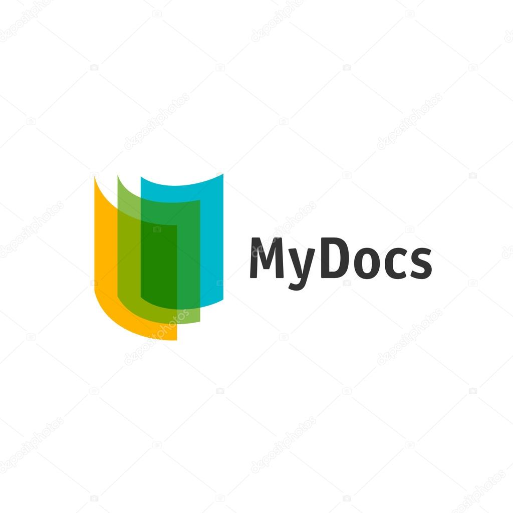 Transparent color sheets logo template. Office documents or books application.