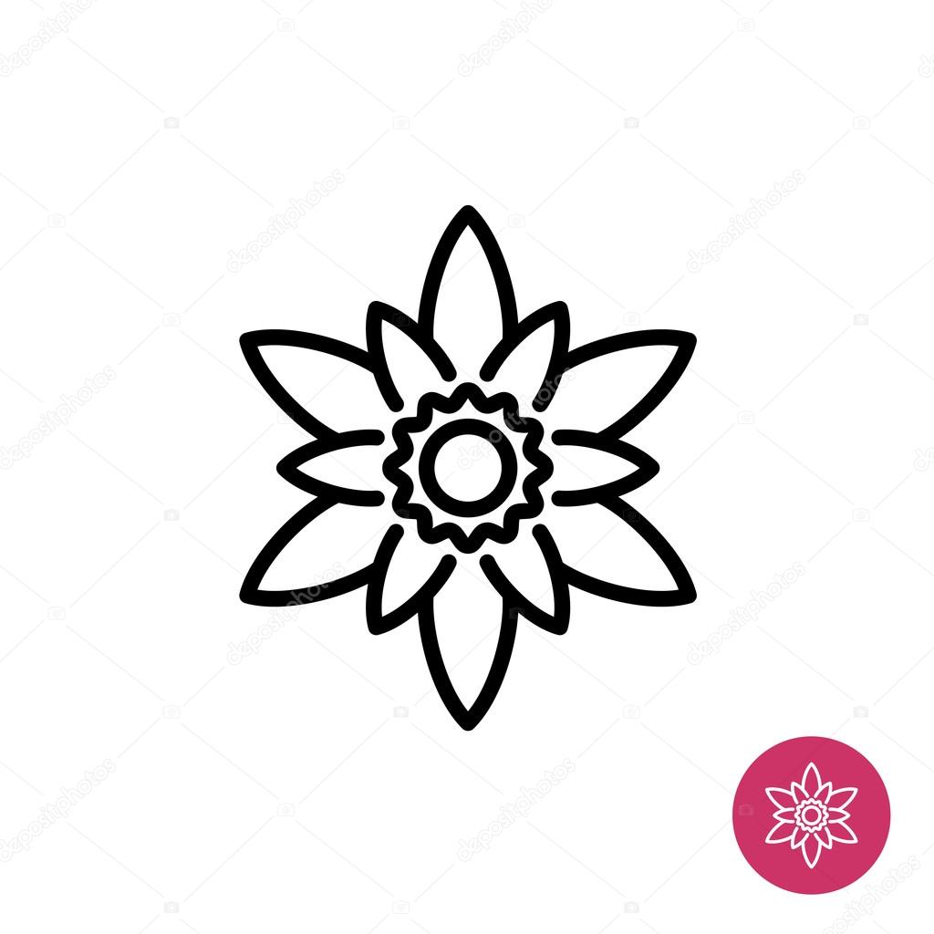 Lotus flower simple vector logo. Mono line style. Easy one click color change.