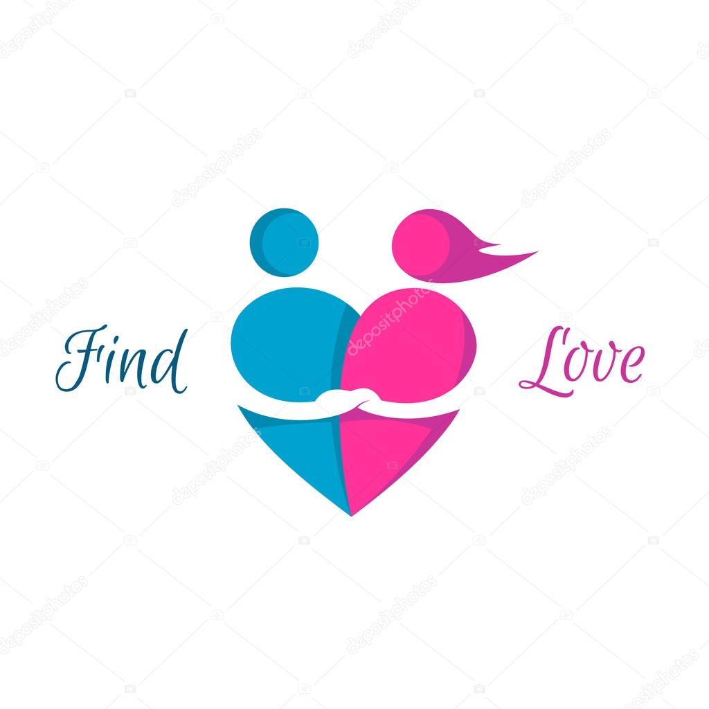 Love couple heart logo. Dating service sign.