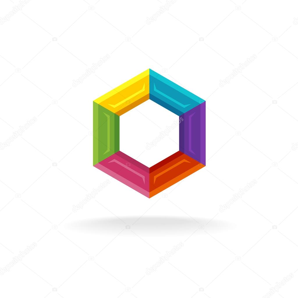 Hex rainbow technical logo