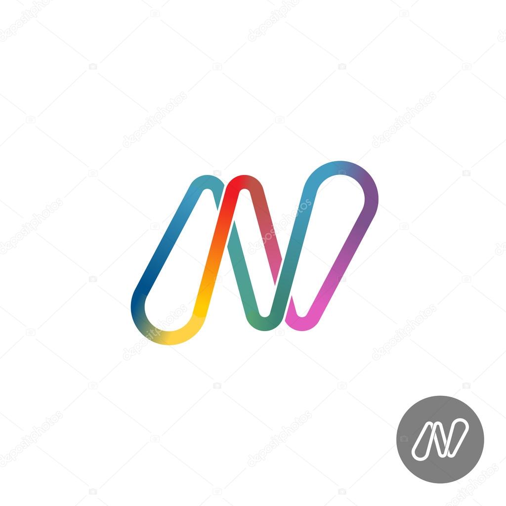 Letter N colorful rainbow ribbon logo on white background