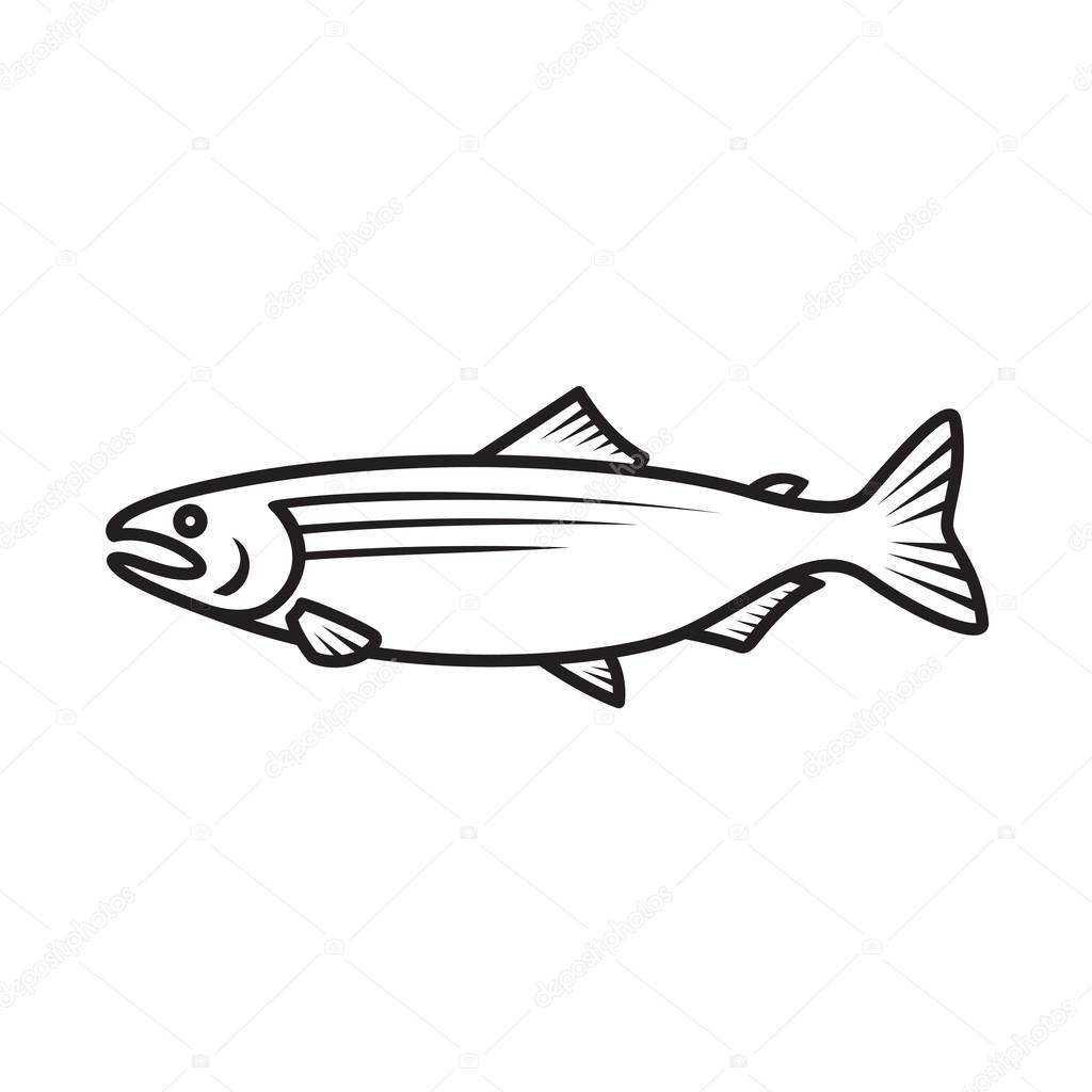 Salmon simple black outline isolated logo on white background
