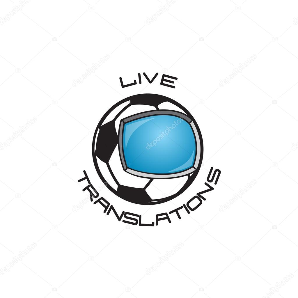 Football event broadcast translation logo on white background