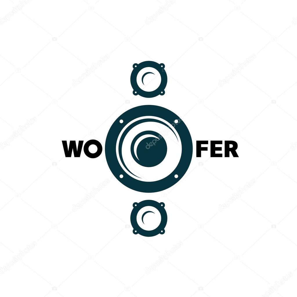 Subwoofer simple black symbol. Car music logo. on white background