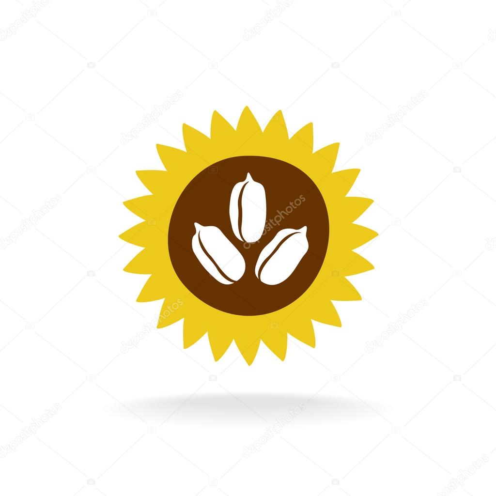Sunflower logo with seeds icon on white background